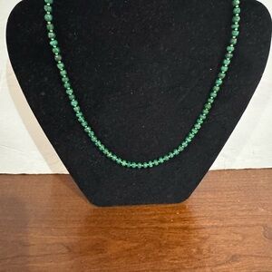Elegant Emerald Green Beaded 14KT Yellow Gold Necklace
